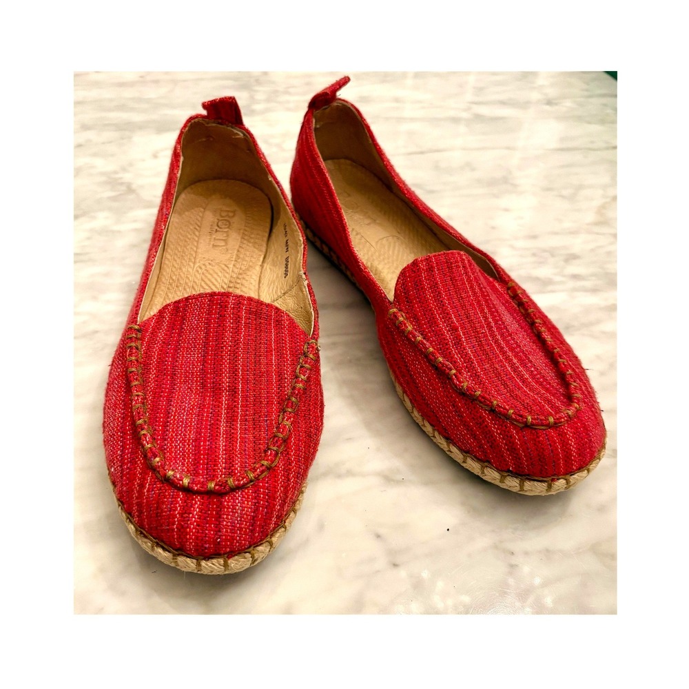 Born Red‎ Fabric Espadrille Loafers Slip-On Flats Women's 10/42 Handcrafted
